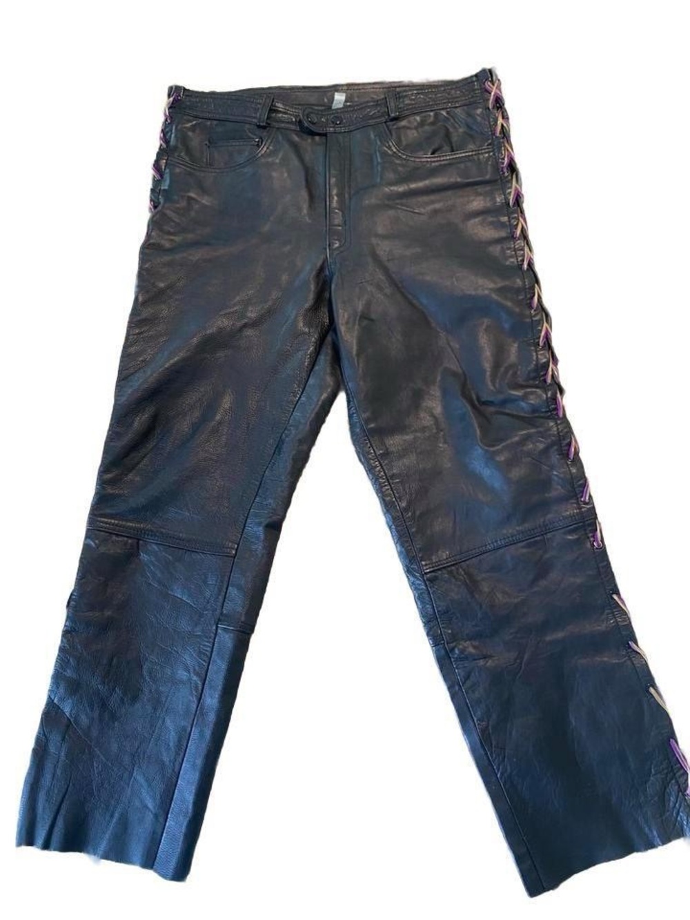 Vintage Genuine Leather woman’s pants with side laces